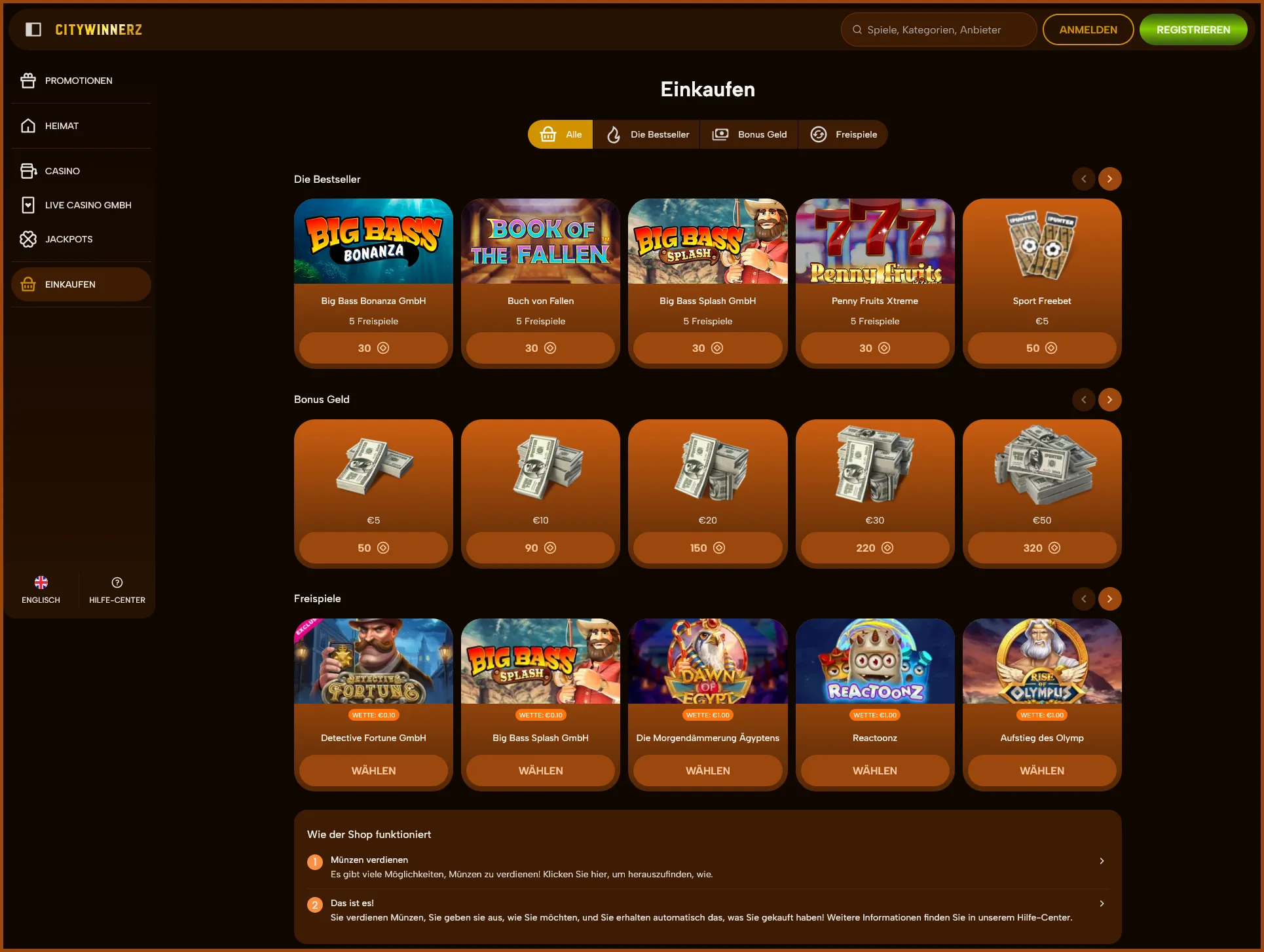 Bonus-Shop und Treueprogramm mit Punkten und exklusiven Prämien