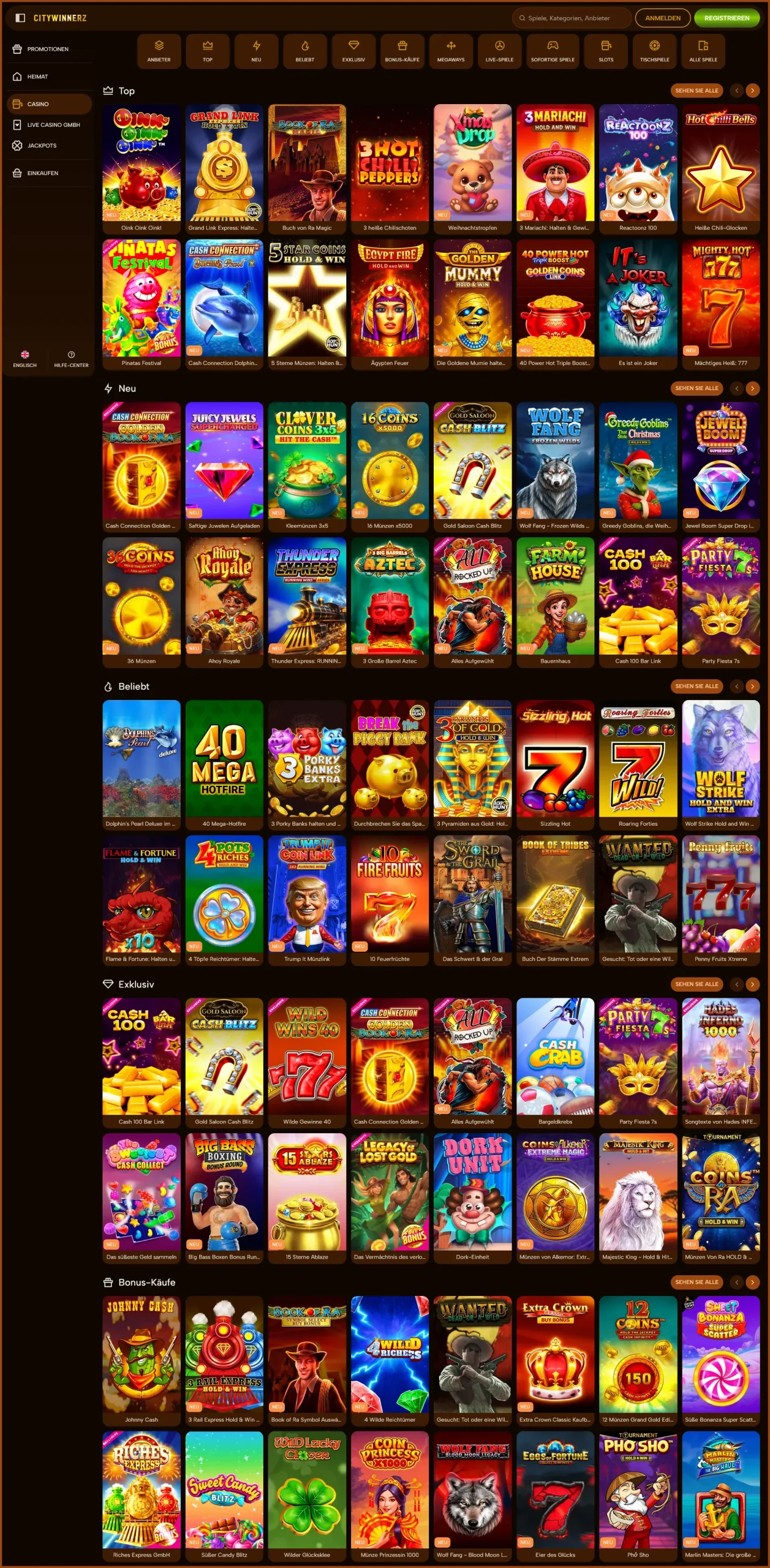 Profitieren Sie von der großen Spielautomaten-Vielfalt bei CityWinnerz Casino